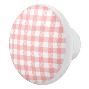 Bouton De Porte En Céramique En vichy rose