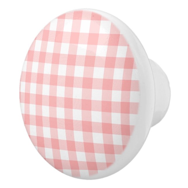 Bouton De Porte En Céramique En vichy rose (Droite)