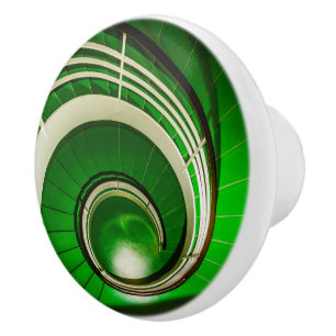 Bouton De Porte En Céramique Escalier vert circulaire