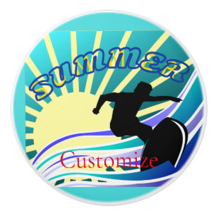 Bouton De Porte En Céramique Été Surf Fun Thunder_Cove