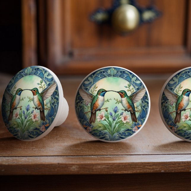 Bouton De Porte En Céramique Ethereal Hummingbird Dance Ceramic Knoth Pull (Créateur téléchargé)