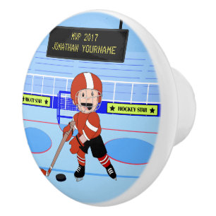 Bouton De Porte En Céramique Étoile de hockey sur glace personnalisée rw