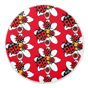 Bouton De Porte En Céramique Famille ladybird Et Ladybug