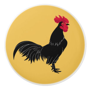 Bouton De Porte En Céramique Fancy Black Rooster Ceramic Knob