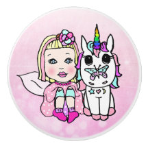 Fée rose et licorne