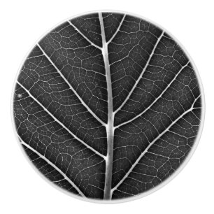 Bouton De Porte En Céramique Fermeture de la feuille brillante noire et blanche