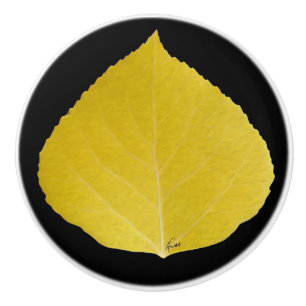 Bouton De Porte En Céramique Feuille d'astre jaune #5