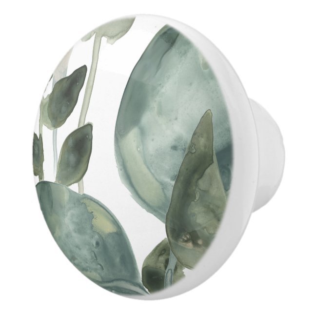 Bouton De Porte En Céramique Feuille de l'eau - aquarelle (Droite)