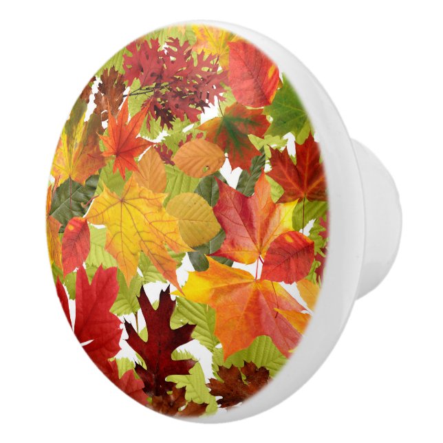Bouton De Porte En Céramique Feuilles automnales d'automne (Droite)