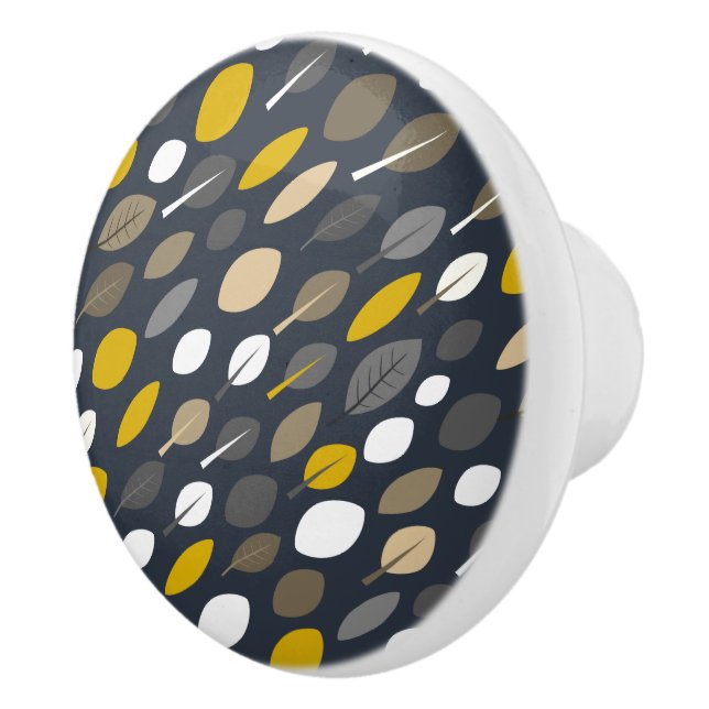 Bouton De Porte En Céramique Feuilles de minuit (Droite)