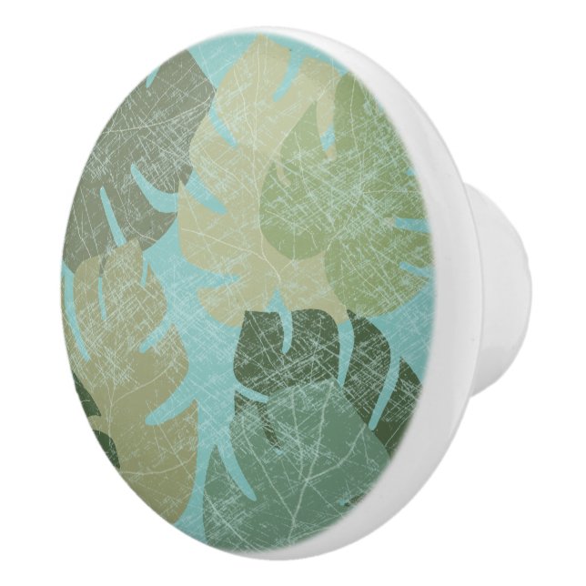 Bouton De Porte En Céramique Feuilles dénaturés tropicaux (Droite)