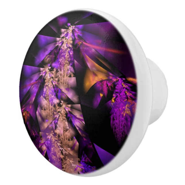 Bouton De Porte En Céramique Feuilles violets (Droite)