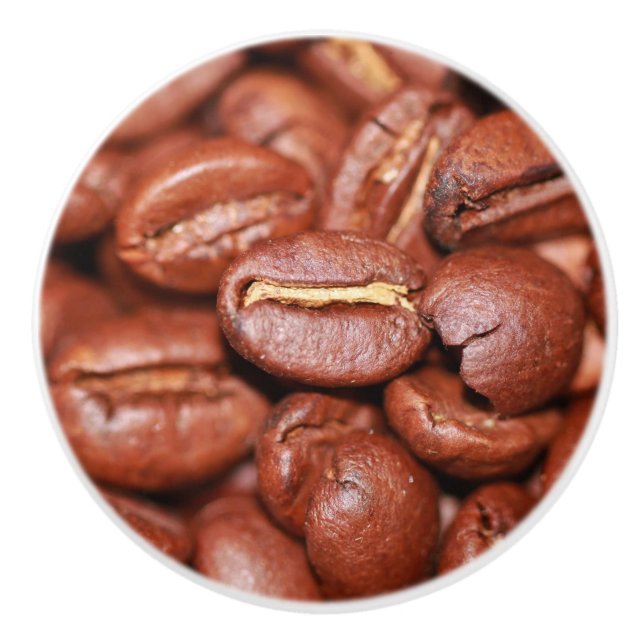 Bouton De Porte En Céramique Fèves de café grillées (Devant)
