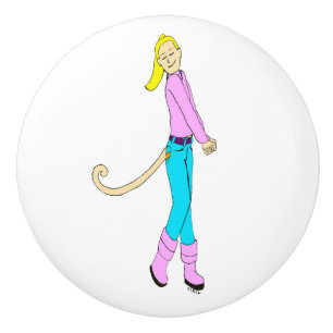 Bouton De Porte En Céramique fille avec une queue