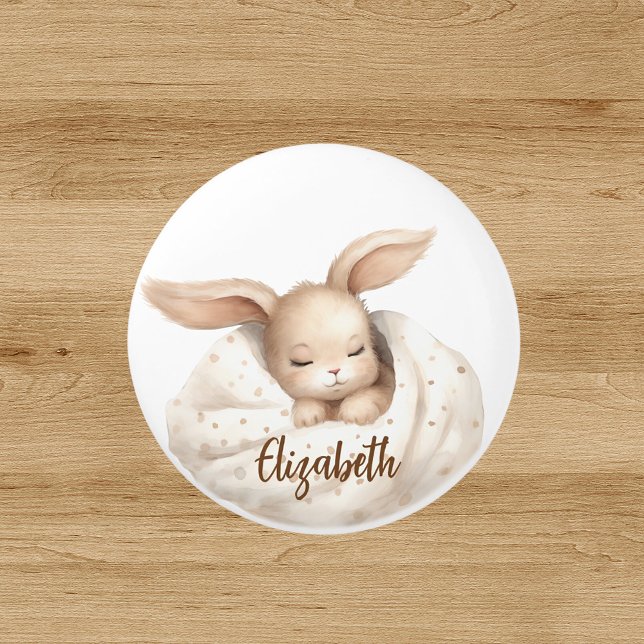 Bouton De Porte En Céramique Fille bébé lapin beige mignonne pépinière (Créateur téléchargé)
