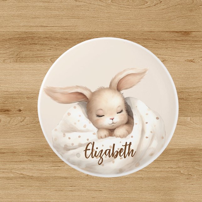 Bouton De Porte En Céramique Fille bébé lapin beige mignonne pépinière (Créateur téléchargé)