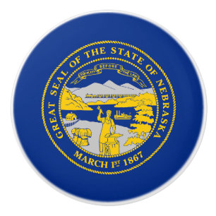 Bouton De Porte En Céramique Flag du Nebraska