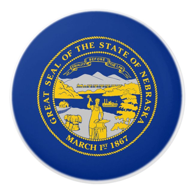 Bouton De Porte En Céramique Flag du Nebraska (Devant)
