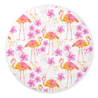 Bouton De Porte En Céramique Flamant rose de fantaisie