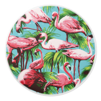 Bouton De Porte En Céramique Flamants roses roses cool