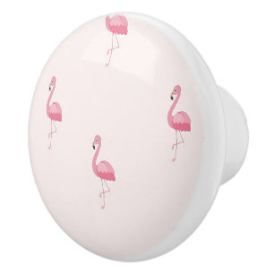 Bouton De Porte En Céramique Flamingo à pied rose mou
