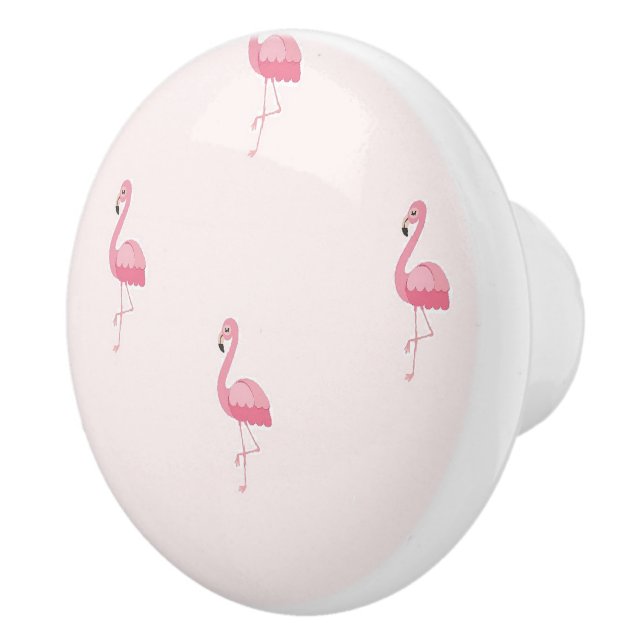 Bouton De Porte En Céramique Flamingo à pied rose mou (Droite)