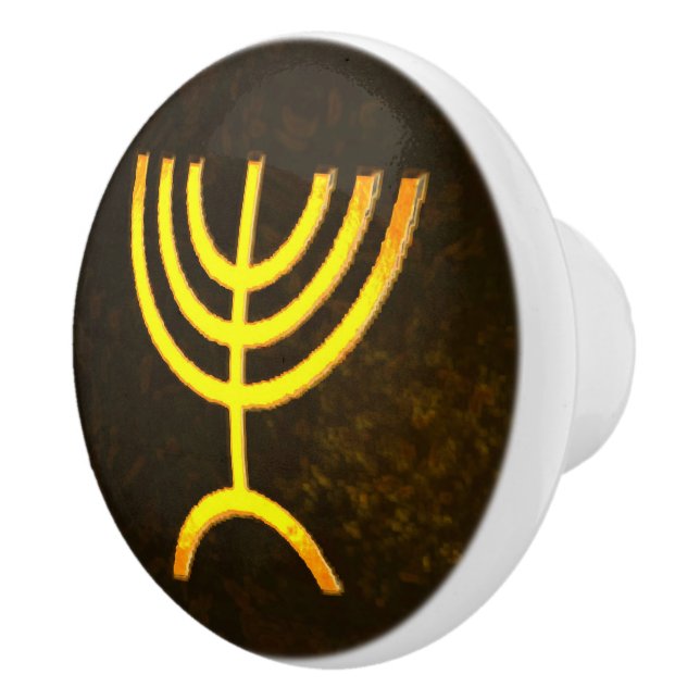 Bouton De Porte En Céramique Flamme de Menorah (Droite)