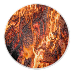 Bouton De Porte En Céramique Flamme orange