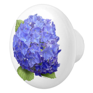 Bouton De Porte En Céramique Fleur Blue Hydrangea