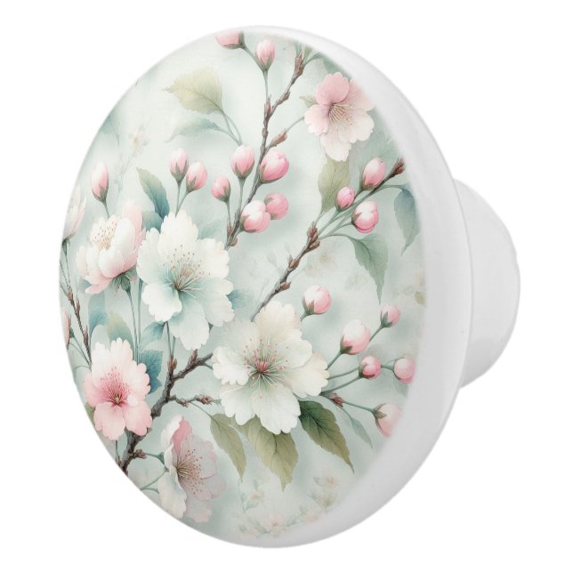 Bouton De Porte En Céramique Fleur de cerise (Droite)