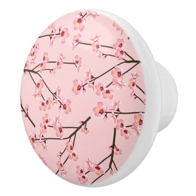 Bouton De Porte En Céramique Fleur de cerise (Droite)