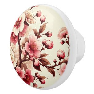 Bouton De Porte En Céramique Fleur de cerise