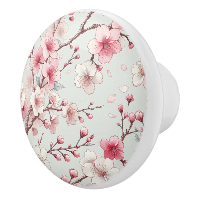 Bouton De Porte En Céramique Fleur de cerise (Droite)
