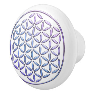Bouton De Porte En Céramique Fleur de vie / Blume des Lebens - timbre violet