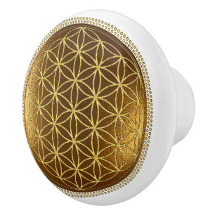 Bouton De Porte En Céramique FLEUR DE VIE - Médaillon de Géométrie Sacrée 1