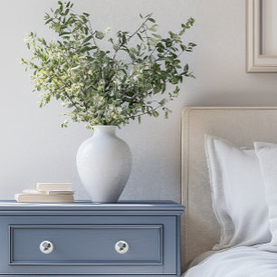 Bouton De Porte En Céramique Fleur d'Hydrangée Bleue