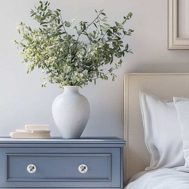 Bouton De Porte En Céramique Fleur d'Hydrangée Bleue (Hydrangea drawer knobs)