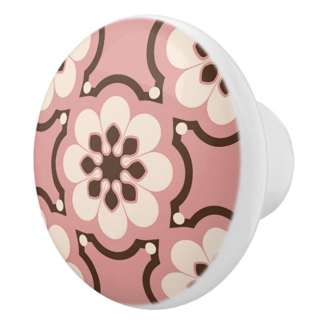 Bouton De Porte En Céramique Fleur rose (Droite)