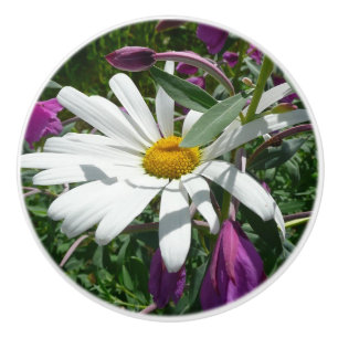 Bouton De Porte En Céramique Fleur sauvage Daisy et Fireweed