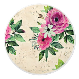 Bouton De Porte En Céramique Fleur Vintage Shabby Chic