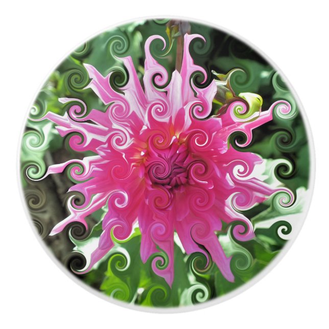 BOUTON DE PORTE EN CÉRAMIQUE FLEURS (Devant)