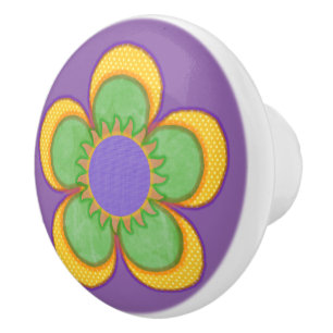 Bouton De Porte En Céramique Fleurs À petits pois