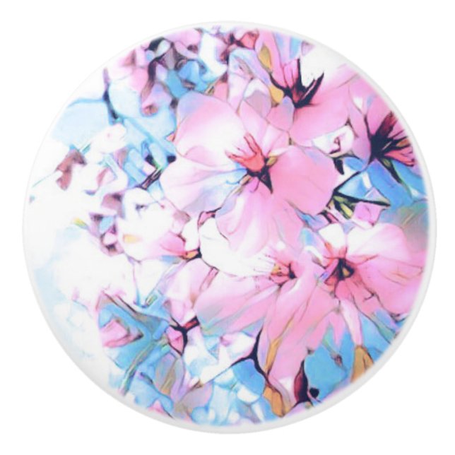 Bouton De Porte En Céramique Fleurs de cerisier (Devant)