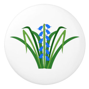 Bouton De Porte En Céramique Fleurs de Jacinthe Bleue Garçon Printemps