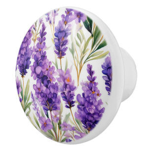 Bouton De Porte En Céramique Fleurs de lavande élégantes