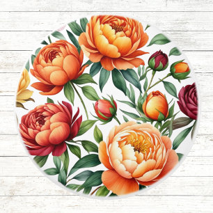 Bouton De Porte En Céramique Fleurs de Pêche Bourgogne Peony motif floral