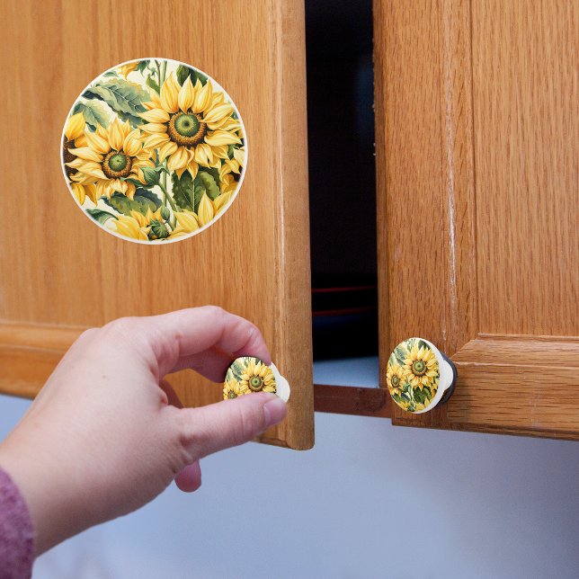 Bouton De Porte En Céramique Fleurs de soleil (Créateur téléchargé)