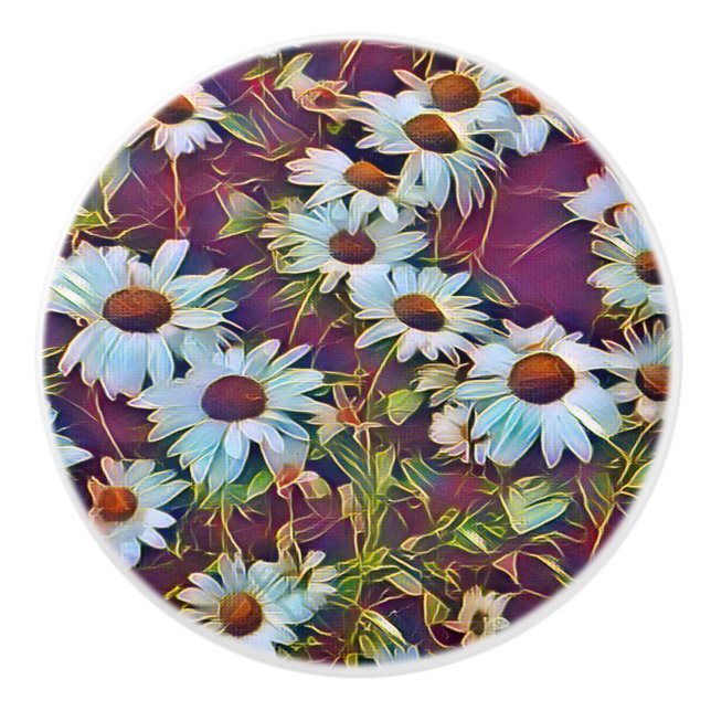BOUTON DE PORTE EN CÉRAMIQUE FLEURS DU JOUR (Devant)