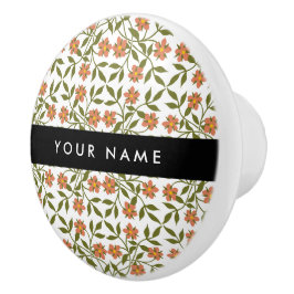 Bouton De Porte En Céramique Fleurs orange, Motif Floral, Boho, Votre Nom