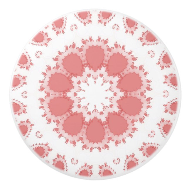 Bouton De Porte En Céramique Fleurs roses (Devant)